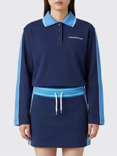 Casablanca Sweatshirt With Polo Collar In Blue