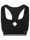Casablanca Block Detail Racer Back Textured Sports Bra In Black