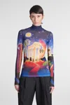 Casablanca Sheer Mesh Top Graphic Print