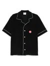 Casablanca Black Shirt With Classic Lapels And All-over Embossed Monogram In Black