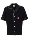 Casablanca Black Shirt With Classic Lapels And All-over Embossed Monogram In Black