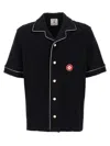 Casablanca Black Shirt With Classic Lapels And All-over Embossed Monogram In Black