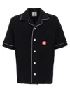 Casablanca Black Shirt With Classic Lapels And All-over Embossed Monogram In Black