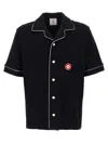 Casablanca Black Shirt With Classic Lapels And All-over Embossed Monogram In Black