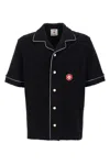 Casablanca Black Shirt With Classic Lapels And All-over Embossed Monogram In Black