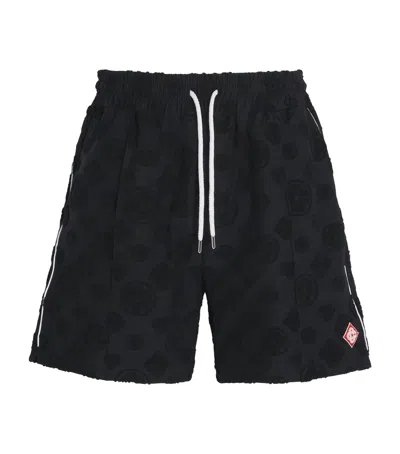 Casablanca Towelling Monogram Shorts In Black