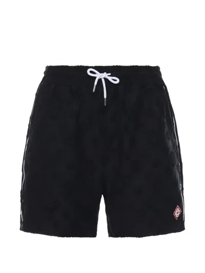Casablanca Cotton Blend Bermuda Shorts Elastic Waistband In Black