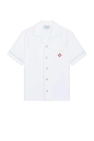 Casablanca Towelling Shirt With Chest Pocket In White