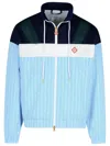 Casablanca Pinstripe Laurel Zip-up Track Jacket In Blue