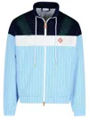 Casablanca Pinstripe Laurel Zip-up Track Jacket In Blue
