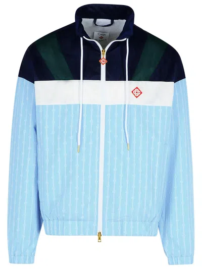 CASABLANCA CASABLANCA 'TRACK' BLUE ACRYLIC JACKET MEN