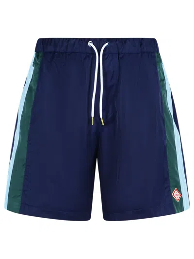 Casablanca Track Blue Polyester Bermuda Shorts