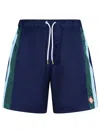 Casablanca Relaxed Fit Activewear Shorts In Navy / Laurel Stripe