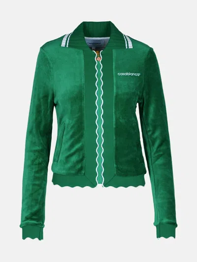 CASABLANCA 'TRACK' GREEN COTTON BLEND SWEATSHIRT