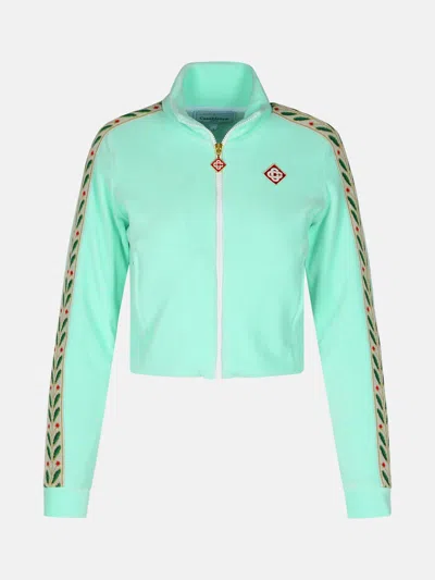 Casablanca 'track Laurel' Light Green Cotton Blend Sweatshirt