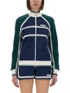 Casablanca Women's Track Mesh Tape Jacket | Size Small | Wps25jtp309 Color 01navy Color Green In Multicolour