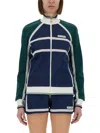 Casablanca Women's Track Mesh Tape Jacket | Size Small | Wps25jtp309 Color 01navy Color Green In Multicolour