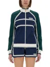 Casablanca Women's Track Mesh Tape Jacket | Size Small | Wps25jtp309 Color 01navy Color Green In Multicolour