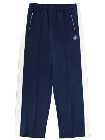 Casablanca Logo Track Pants Side Stripes Zip Pockets In Blue