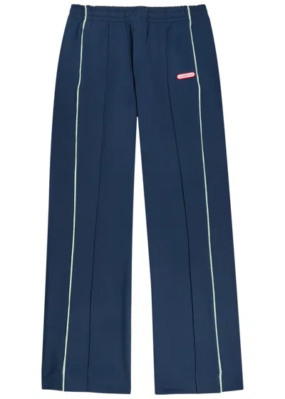 Casablanca Tricot Pintucked Jersey Track Pants In Blue