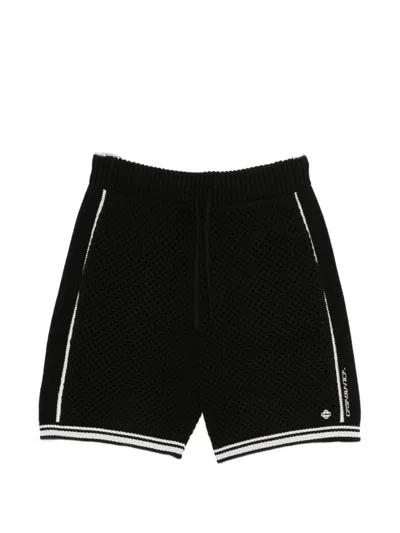 Casablanca Mesh Shorts Contrast Trim Elastic Waistband In Black
