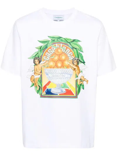Casablanca Triomphe D`orange Printed Unisex T-shirt In White
