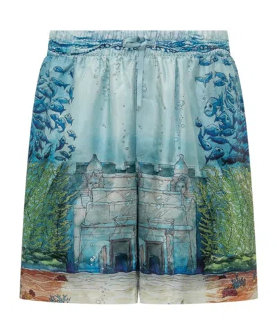 Casablanca Trompe Loeil Printed Shorts In Multi
