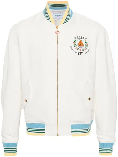 Casablanca Casa Way Viscose Blend Bomber Jacket In White