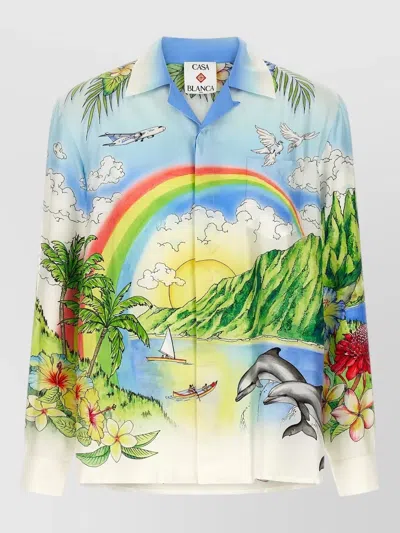 Casablanca Tropical Graphic Shirt Long Sleeves Back Print In Multi