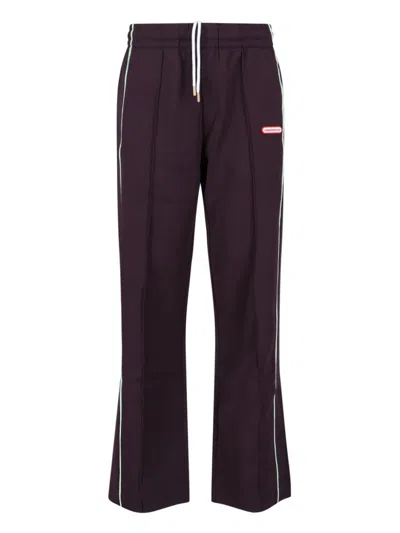 Casablanca Straight Trousers With Elastic Waistband And Side Stripe In Brown