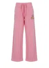 Casablanca Relaxed Wide-leg Cotton Pants With Embroidered Patches In Pink