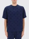 Casablanca Crew Neck T Shirt Embossed Pattern In Blue