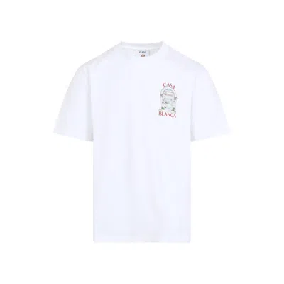 Casablanca Modern Cotton T-shirt With Ribbed Crew Neck In White