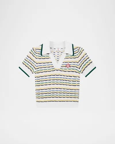 Casablanca Contrasting Ribbed Hem Short Sleeves V-neck In Multi