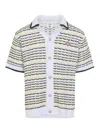 Casablanca Cotton Tuck Stitch Button-up Sweater In Multi
