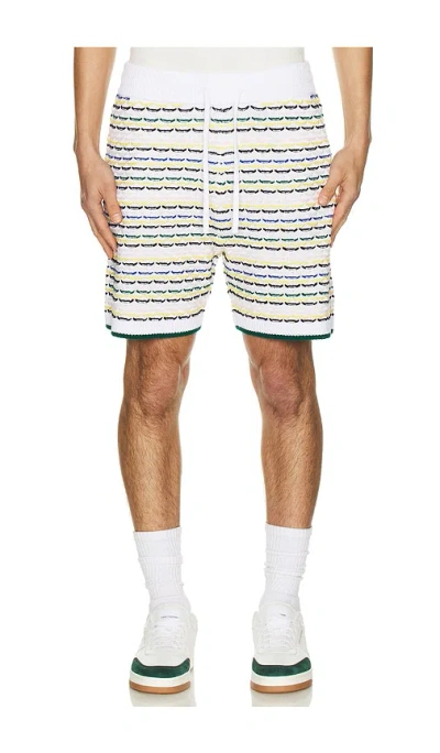 Casablanca Men White Crochet Cotton Tuck Stitch Shorts In Multi