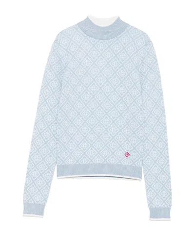 Casablanca Turtleneck Long-sleeved Sweater In White