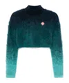 Casablanca Navy Mohair Blend Turtleneck Sweater In Blue