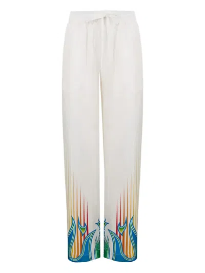 Casablanca Twill Print Trousers In White