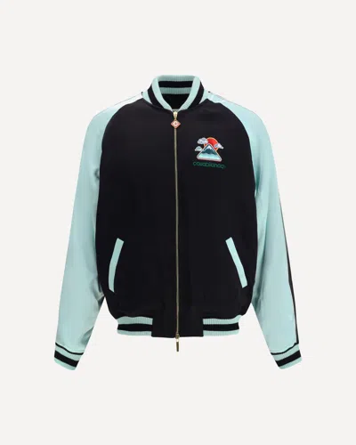CASABLANCA TWO-TONE SATIN BOMBER JACKET