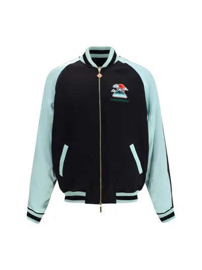 CASABLANCA TWO-TONE SATIN BOMBER JACKET