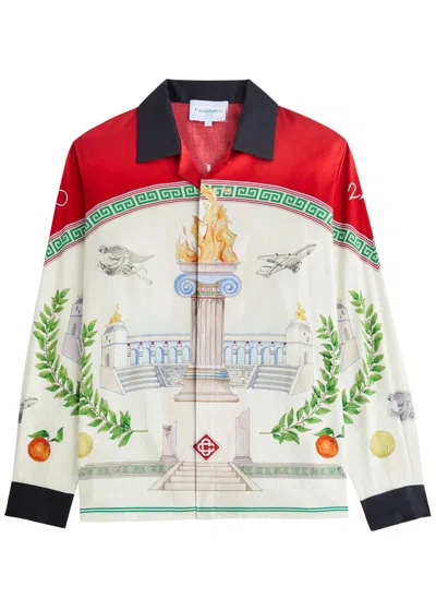 Casablanca Unique Games Printed Cotton Shirt In White