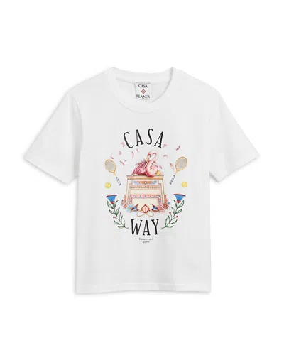 Casablanca Unisex Short Sleeve Cotton Tee - Little Kid, Big Kid In White