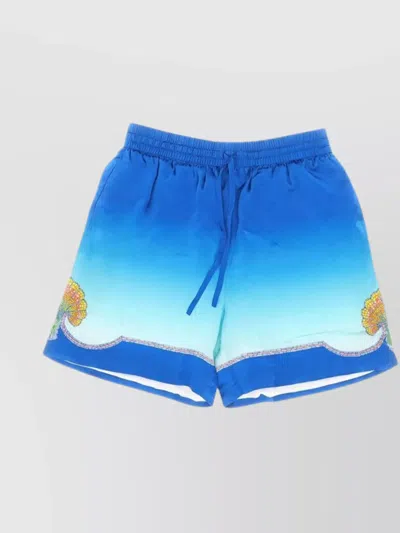 Casablanca Men's Coquillage Colore Silk Shorts In Blue