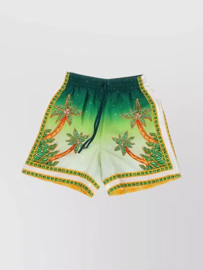 Casablanca Unisex Silk Shorts With Drawstrings In Green