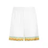 Casablanca Drawstring Silk Shorts In White