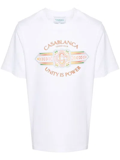 Casablanca Unity Is Power Organic Cotton Tee For Men In White