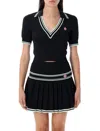 Casablanca Viscose V-neck Polo Shirt In Black