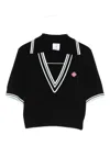 Casablanca Viscose V-neck Polo Shirt In Black