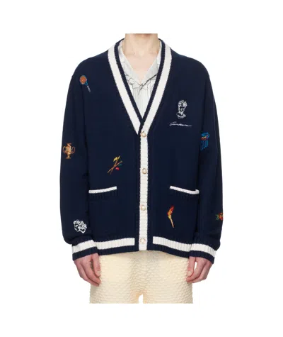Casablanca Embroidered-logo V-neck Cardigan In Multi